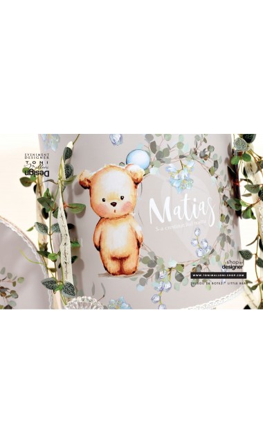 Trusou de botez personalizat prin brodare, cu ursuleti si frunze de eucalipt, Little Bear 20